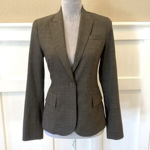 Theory Wool Blend Blazer Size:00 Tailored One Button Vented Brown Pockets